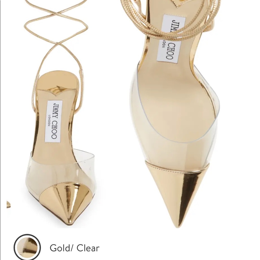 Jimmy Choo sandals clear gold size34 like new.